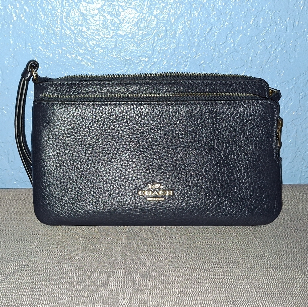 Coach Midnight Blue Leather Wristlet